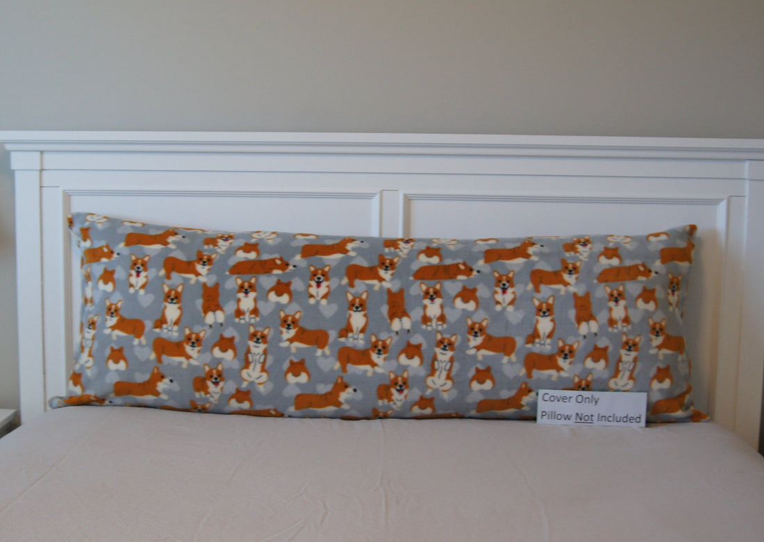 Back - Pillows - Body Pillow Cover - Accent - Corgi Cuddles