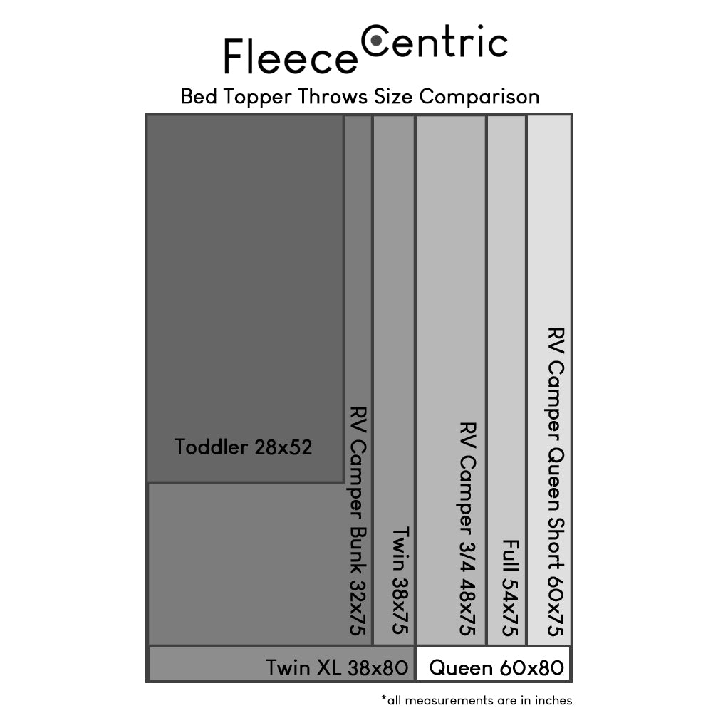 Fleece Centric Throw  Bed Topper Size Chart