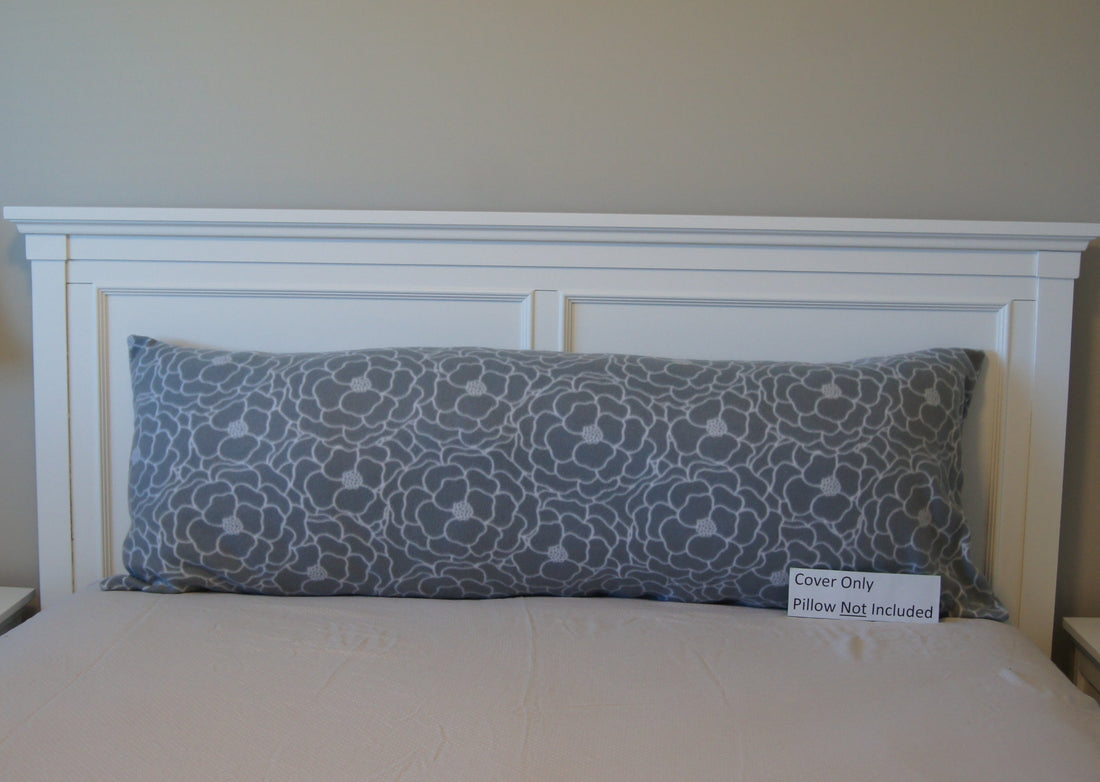 Front - Pillows - Body Pillow Cover - Accent - Gray Floral