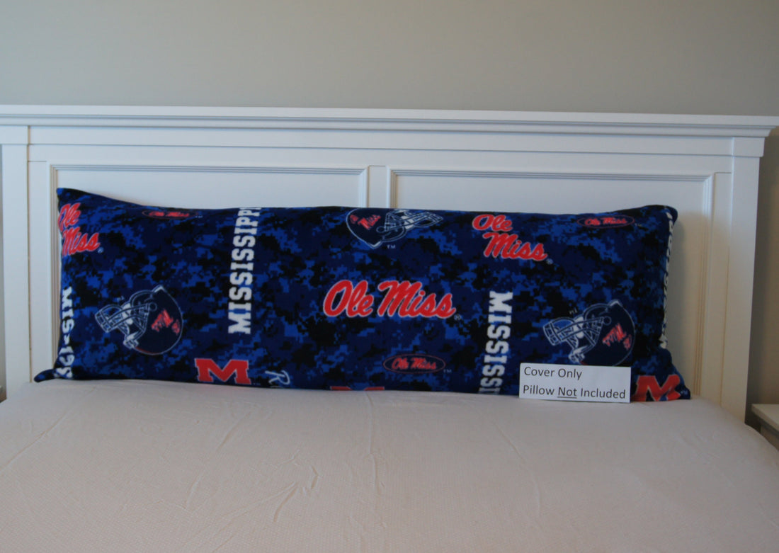 Front - Pillows - Body Pillow Cover - College - NCAA - University of Mississippi-Ole Miss - Rebels