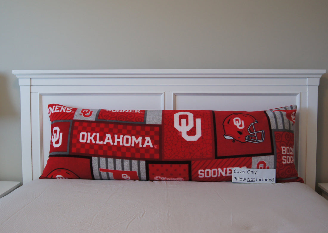 Front - Pillows - Body Pillow Cover - College - NCAA - University of Oklahoma-OU - Sooners