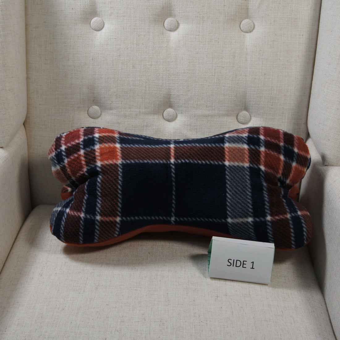 Pillows-Dinosaur-Bone-Accent-Rust and Navy Plaid