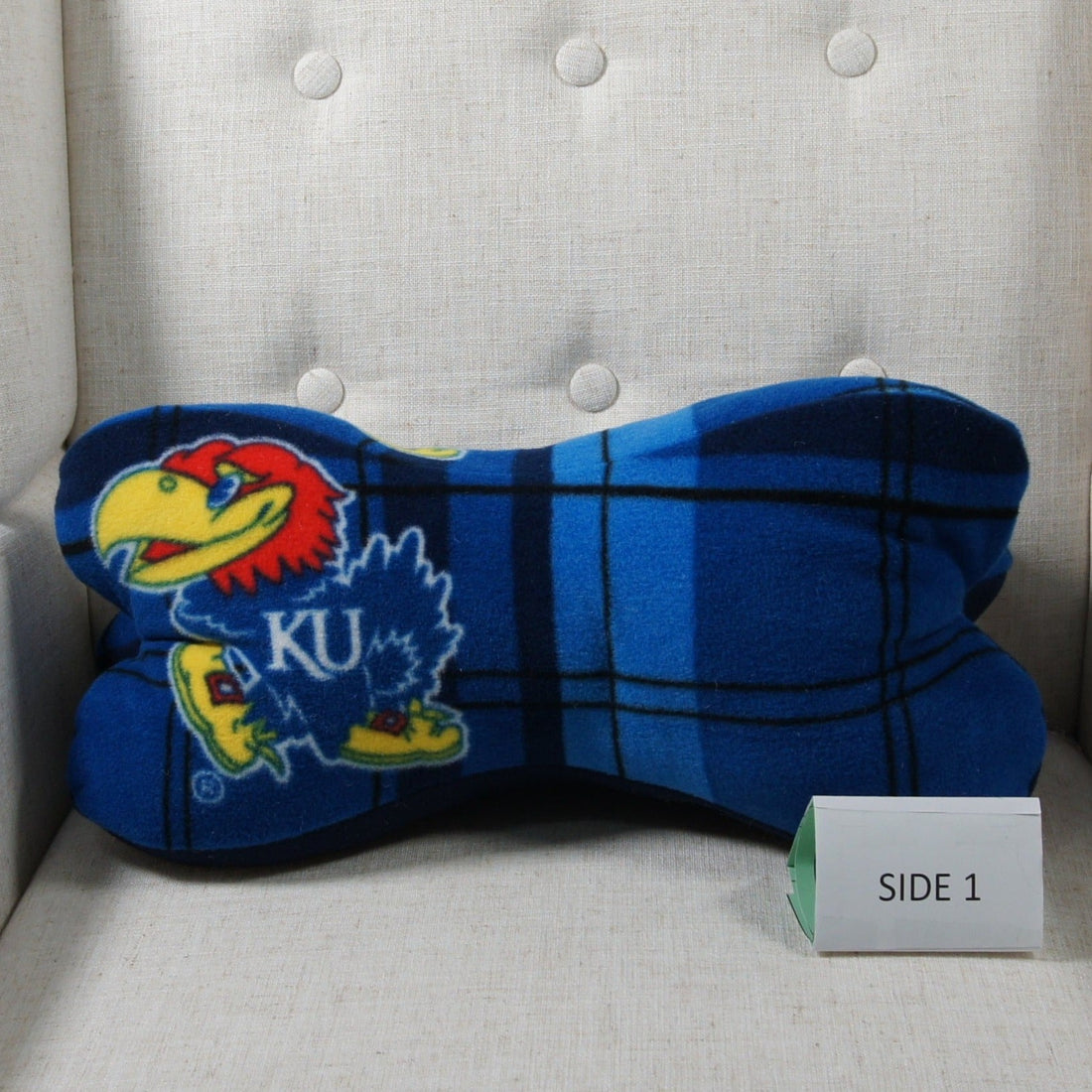 Pillows - Dinosaur Bone - College - NCAA - University of Kansas-KU - Jayhawks - Plaid