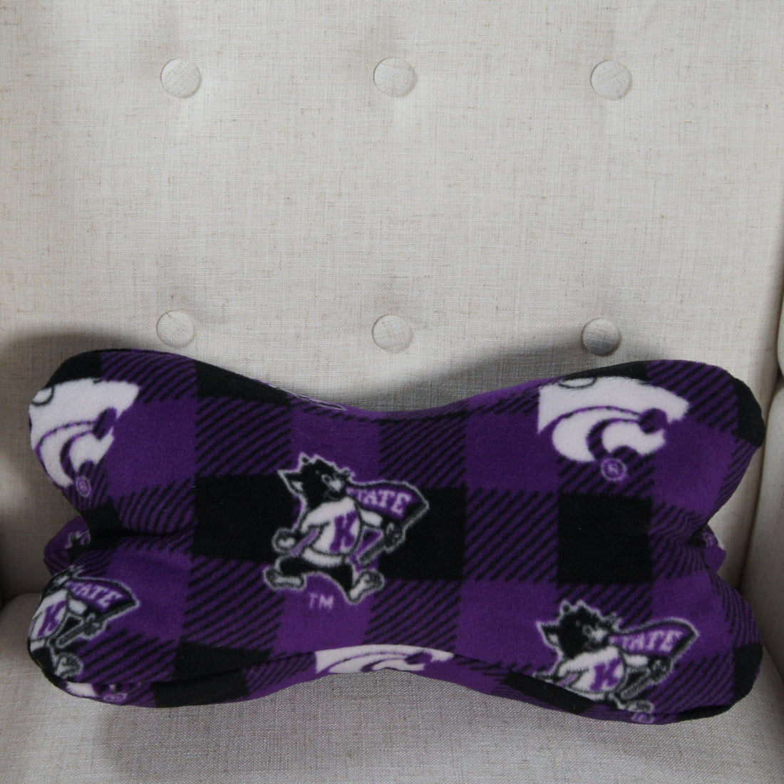 Pillows - Dinosaur Bone - College - NCAA - Kansas State University-KSU - Wildcats - Checks w/black