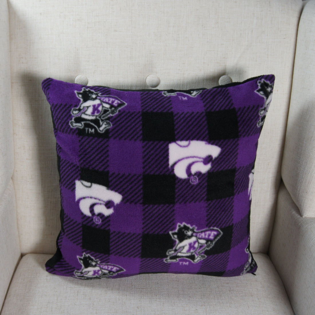 Pillows - College - NCAA - Kansas State University-KSU - Wildcats - Checks- 16 inch